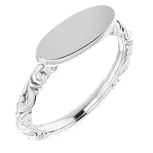 Sterling Silver 13x5.5 mm Oval Signet Ring