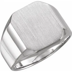 Sterling Silver 16x14 mm Octagon Signet Ring