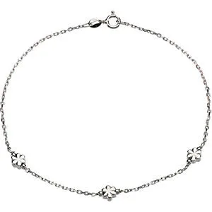 Sterling Silver 3mm Flower 10" Anklet