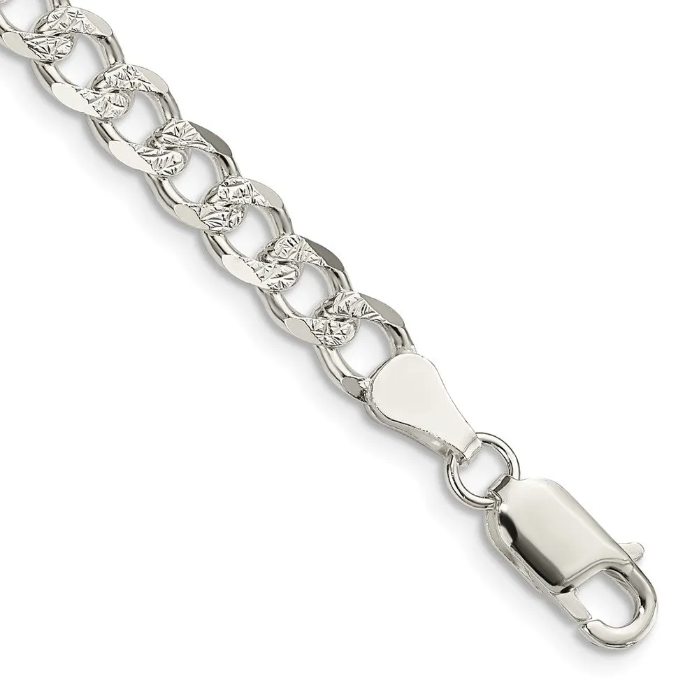Sterling Silver 5.5mm Pav� Curb Chain