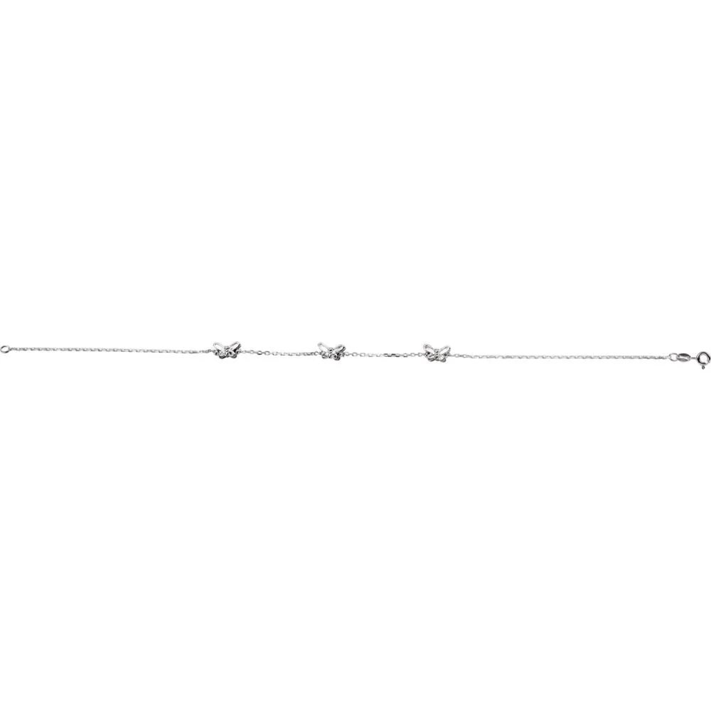Sterling Silver Butterfly 10" Anklet