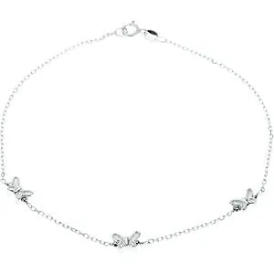 Sterling Silver Butterfly 10" Anklet