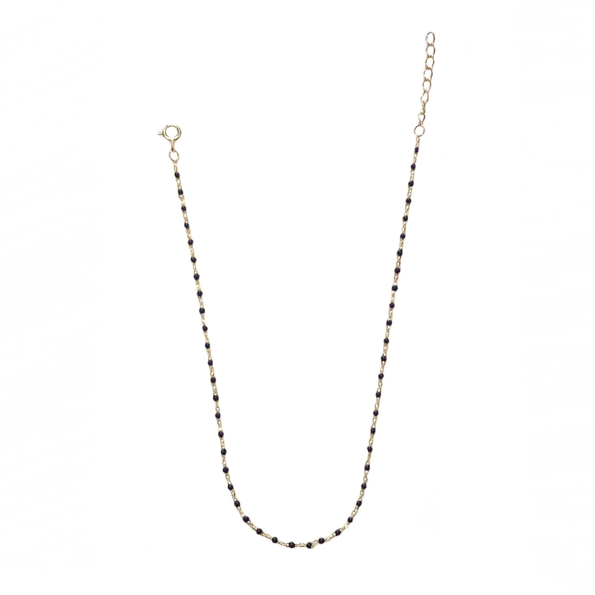 Sterling Silver Color Beaded Enamel Chain Anklet