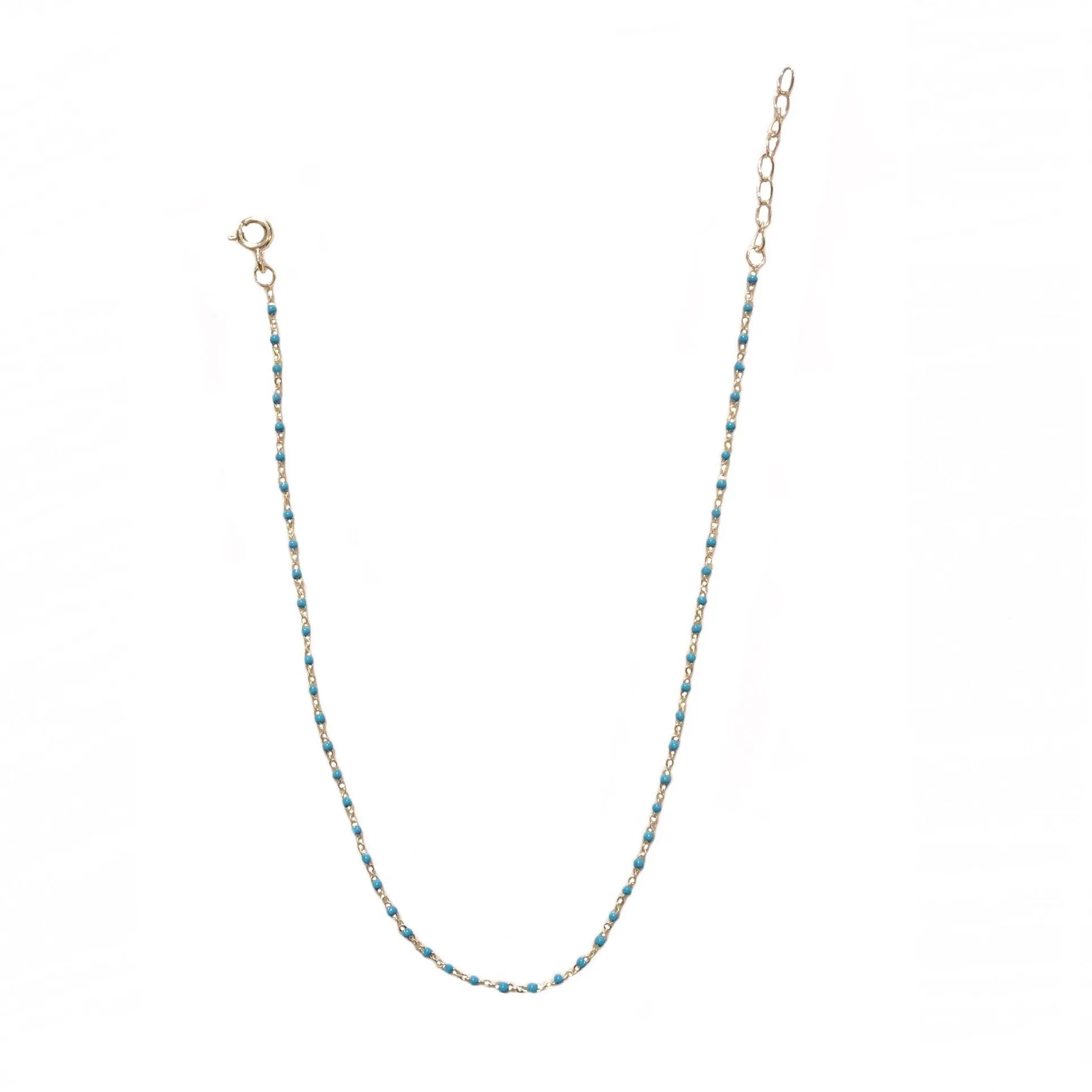 Sterling Silver Color Beaded Enamel Chain Anklet