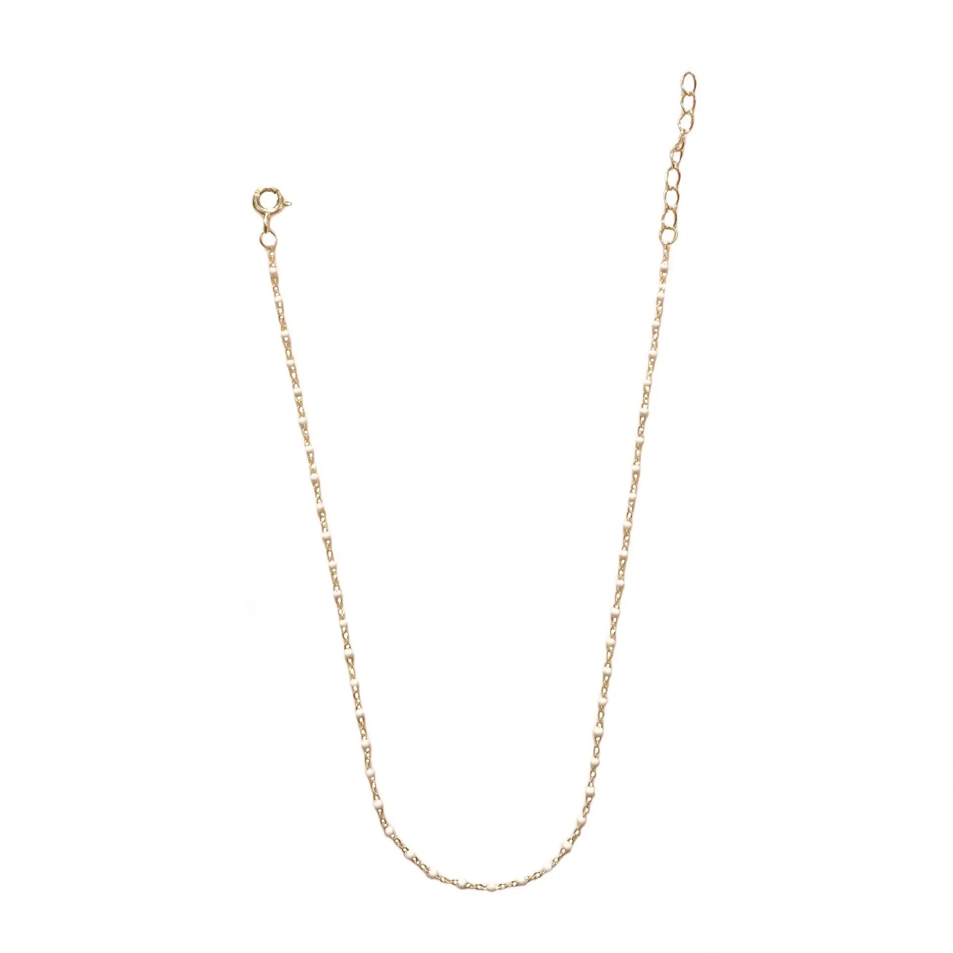 Sterling Silver Color Beaded Enamel Chain Anklet