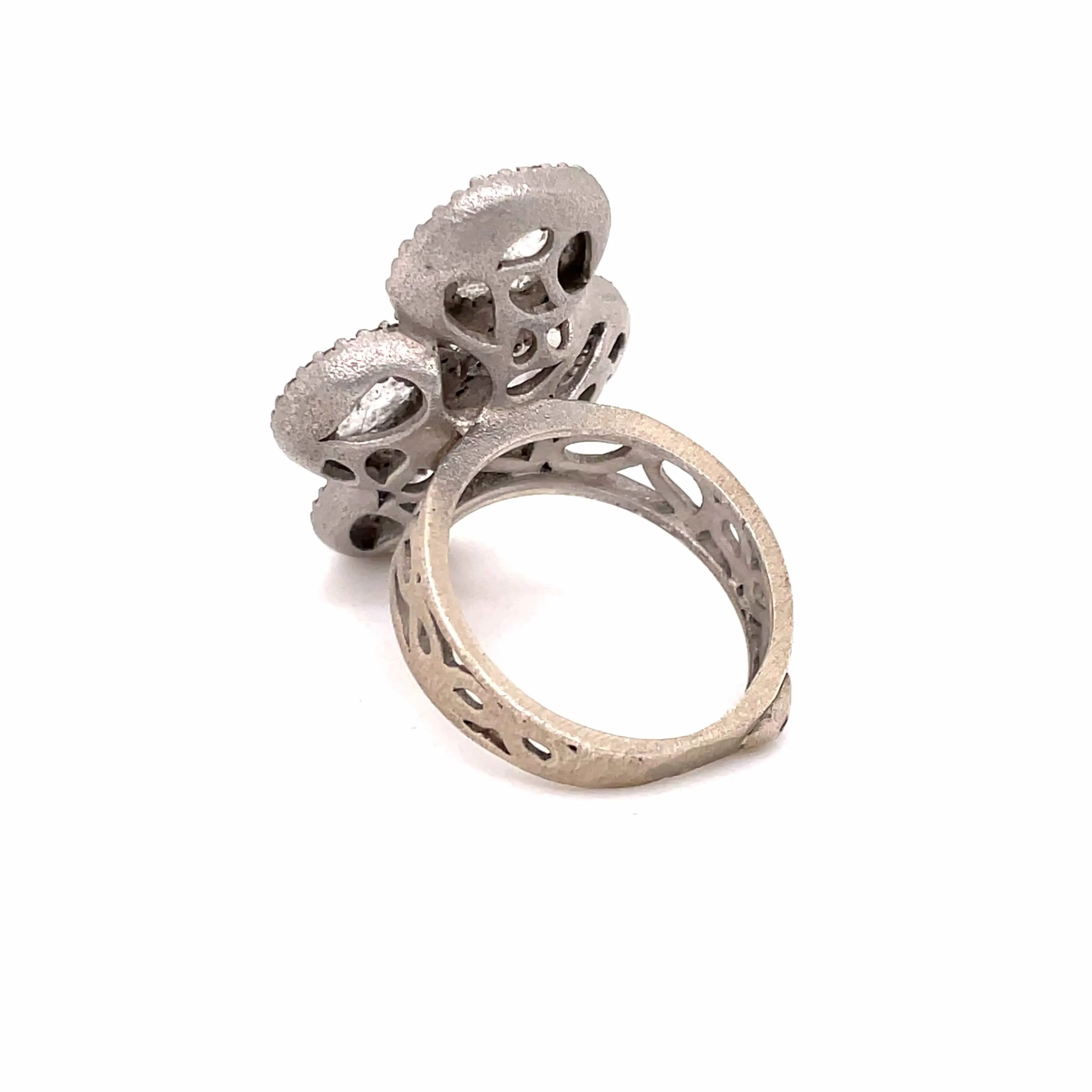Sterling Silver Diamond Slice Cocktail Ring