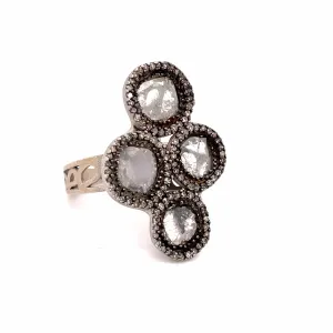 Sterling Silver Diamond Slice Cocktail Ring