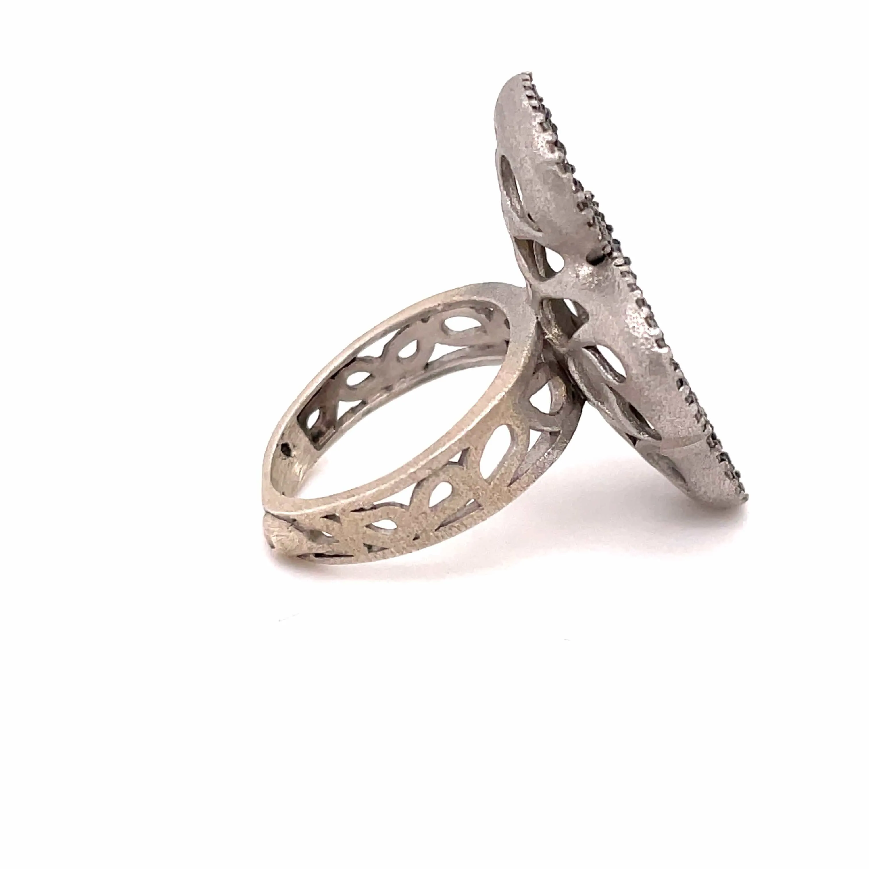 Sterling Silver Diamond Slice Cocktail Ring