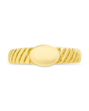 Sterling Silver Dixie Ribbed Signet Ring