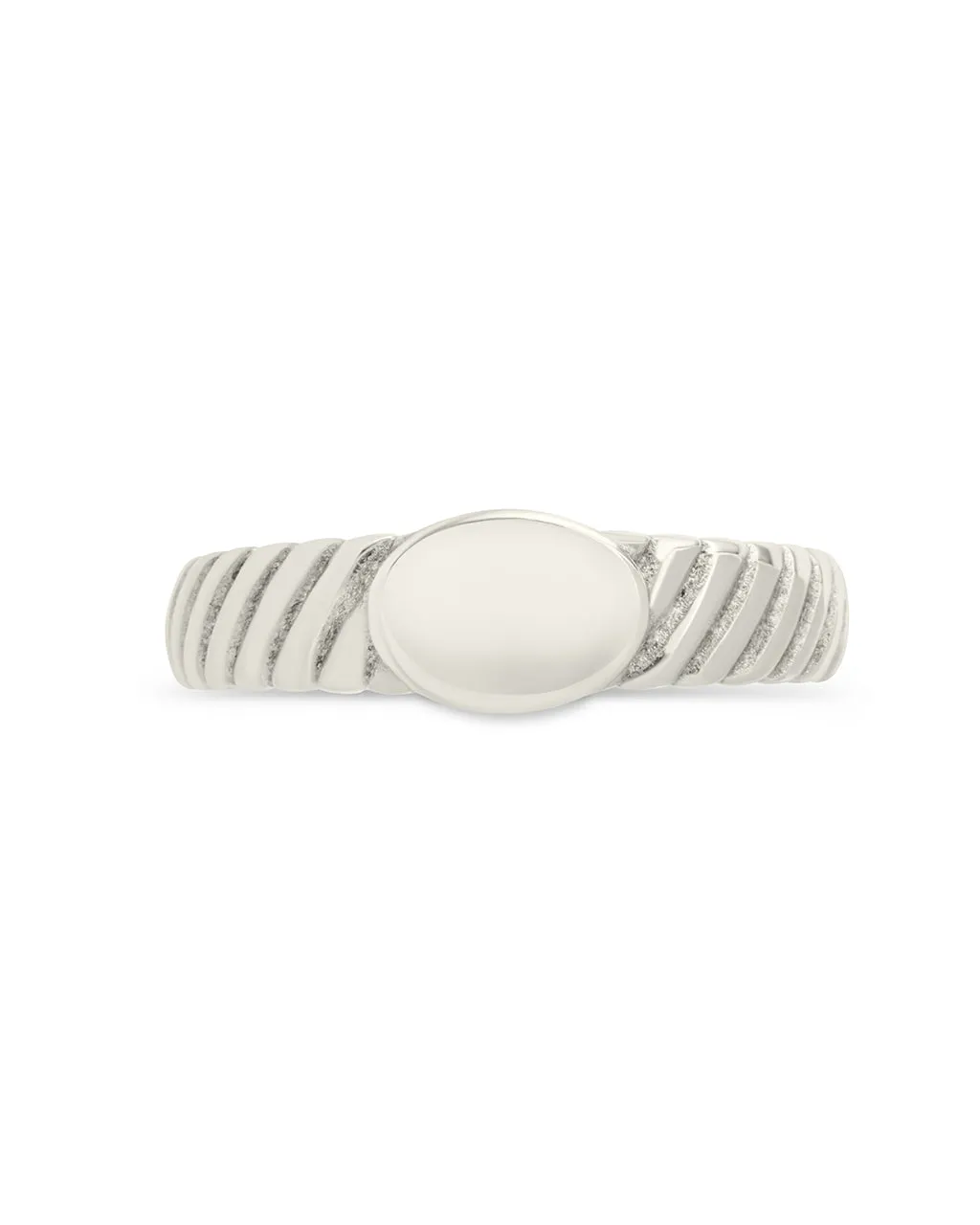 Sterling Silver Dixie Ribbed Signet Ring
