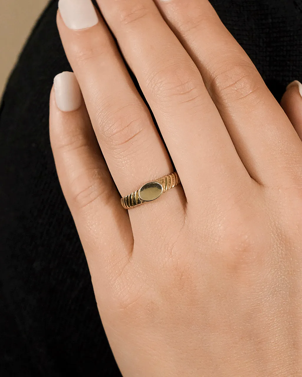 Sterling Silver Dixie Ribbed Signet Ring