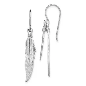 Sterling Silver Double Feather Dangle Earrings