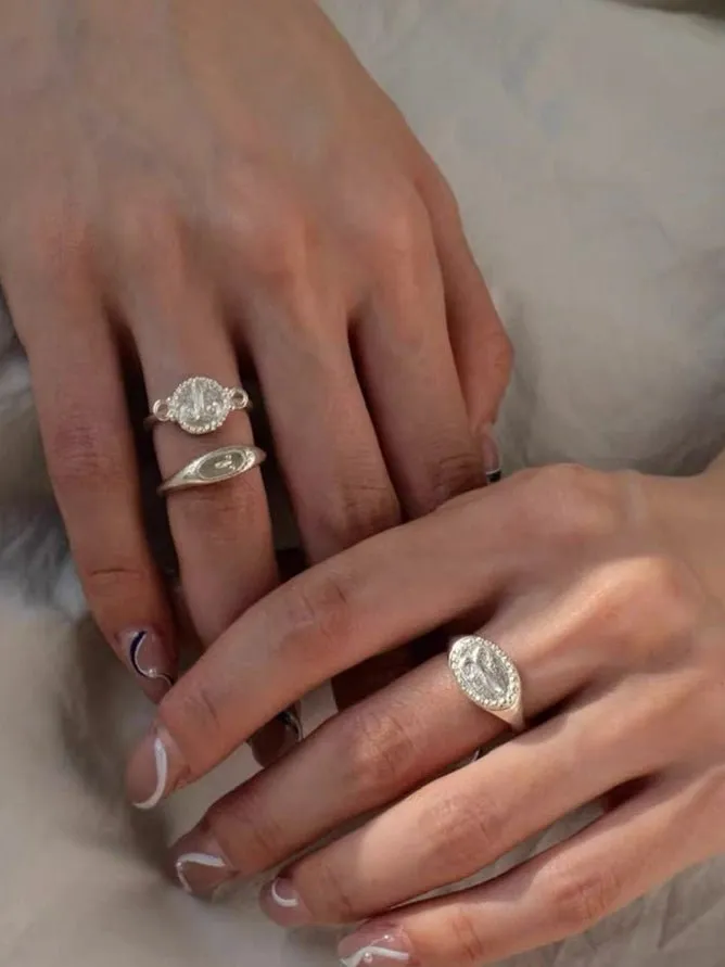 Sterling Silver Face Stamp Ring