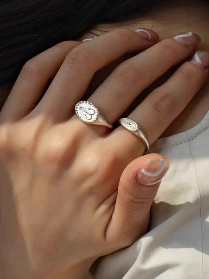 Sterling Silver Face Stamp Ring