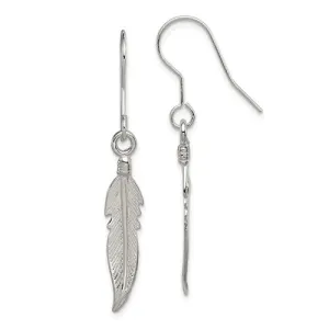 Sterling Silver Feather Dangle Earrings