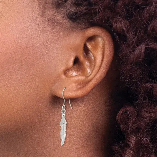 Sterling Silver Feather Dangle Earrings