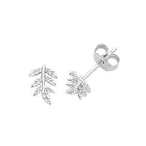 Sterling Silver Feather Stud Earrings