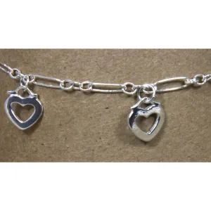 Sterling Silver Five Lock Hearts 10"