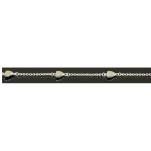Sterling Silver Flat Hearts Anklet 8.5" to 10"