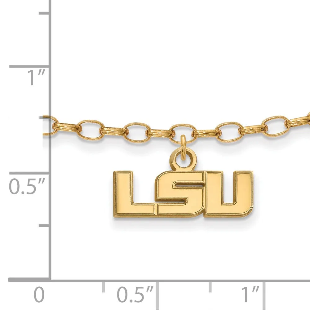 Sterling Silver Gold-plated Louisiana State University L-S-U 9 inch Anklet
