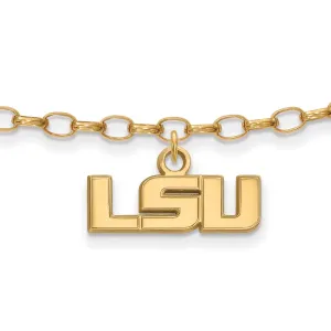 Sterling Silver Gold-plated Louisiana State University L-S-U 9 inch Anklet