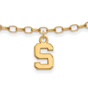 Sterling Silver Gold-plated Michigan State University Letter S 9-inch Anklet