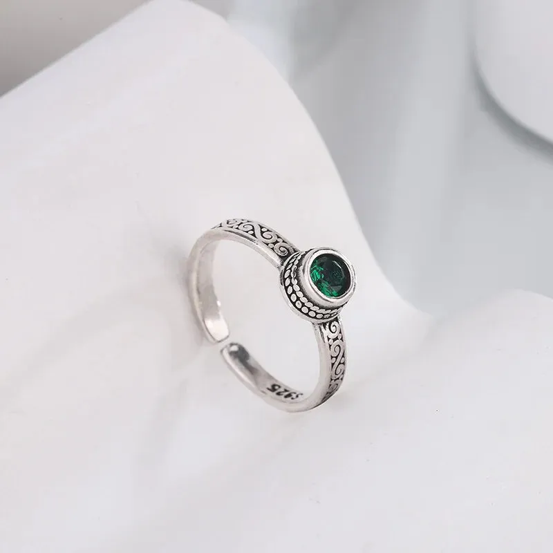Sterling Silver Green Zircon Woman Rings Luxury Jewelry Accessories