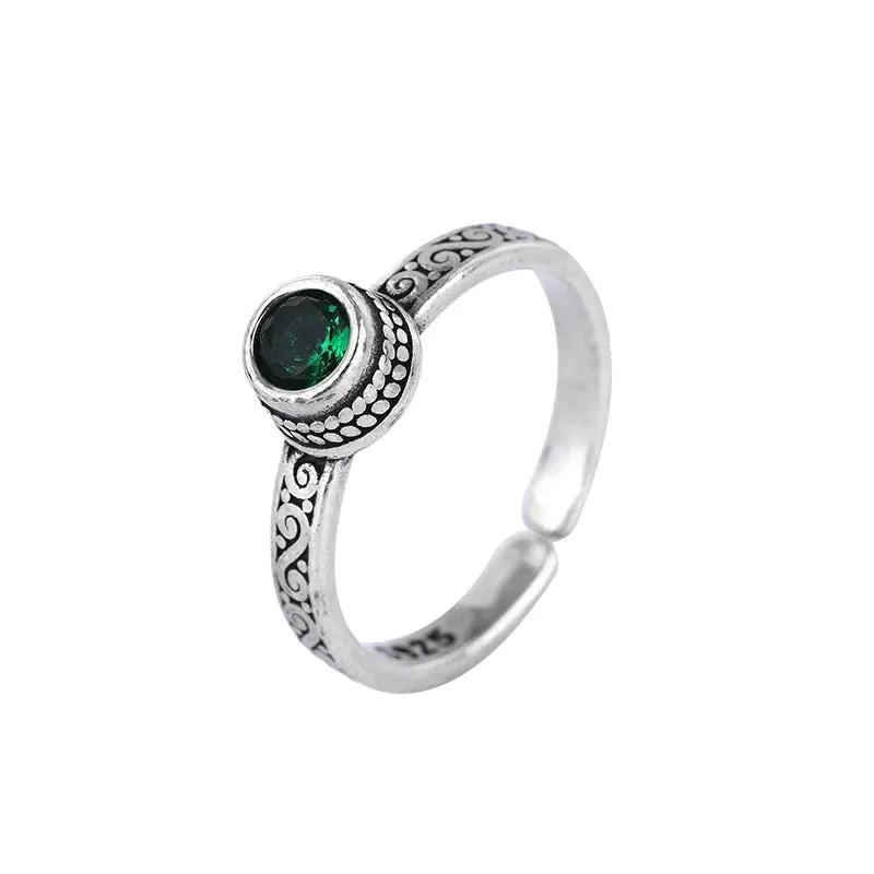 Sterling Silver Green Zircon Woman Rings Luxury Jewelry Accessories