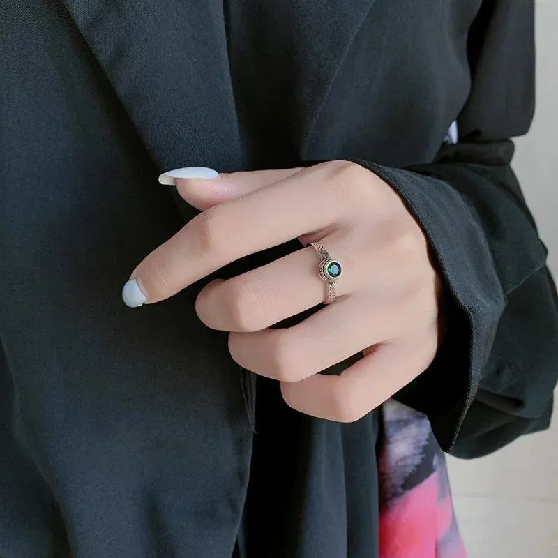 Sterling Silver Green Zircon Woman Rings Luxury Jewelry Accessories