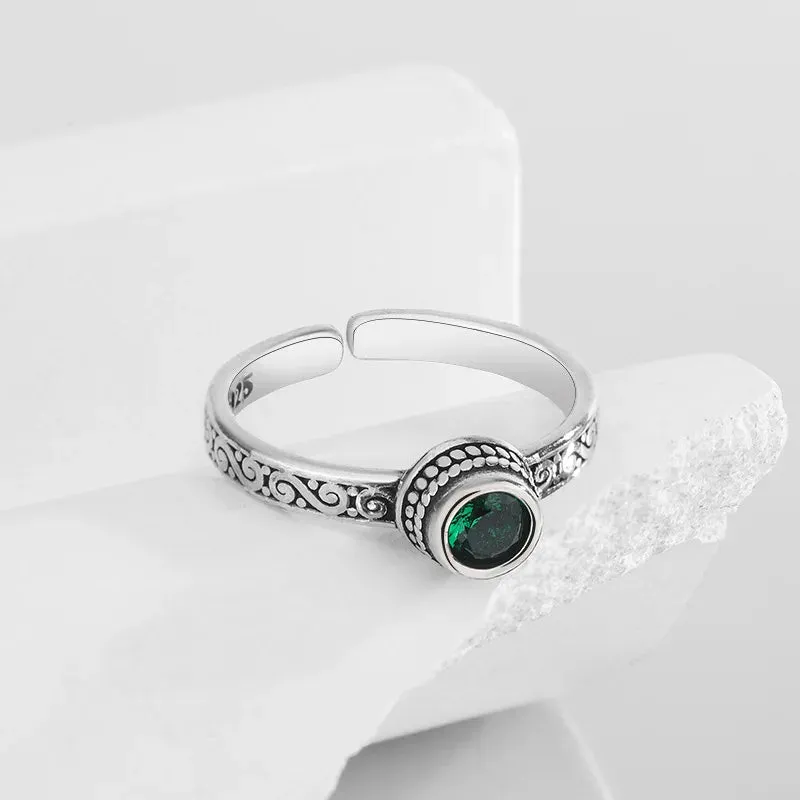 Sterling Silver Green Zircon Woman Rings Luxury Jewelry Accessories