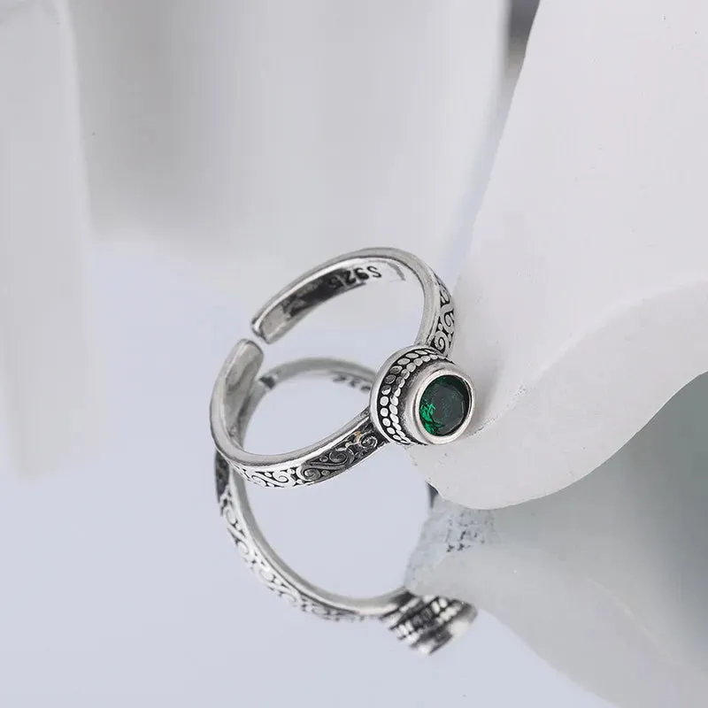 Sterling Silver Green Zircon Woman Rings Luxury Jewelry Accessories