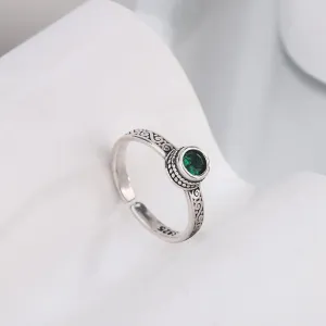 Sterling Silver Green Zircon Woman Rings Luxury Jewelry Accessories
