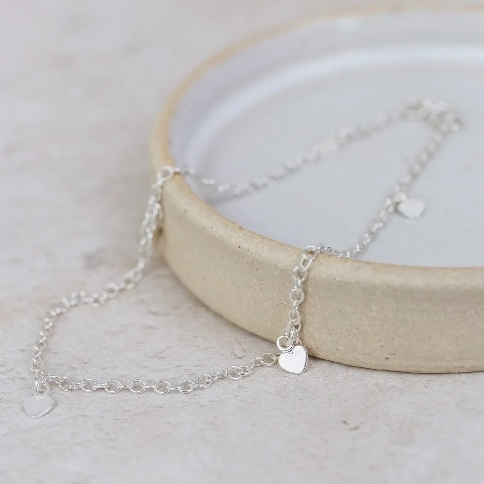 Sterling Silver Heart Charm Anklet