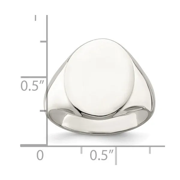 Sterling Silver Ladies Oval High Polished Signet Ring