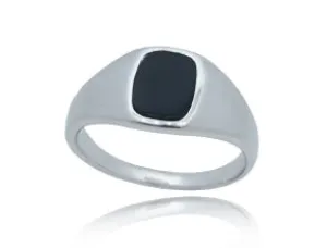 Sterling Silver Mens Black Onyx Signet Ring