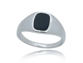 Sterling Silver Mens Black Onyx Signet Ring