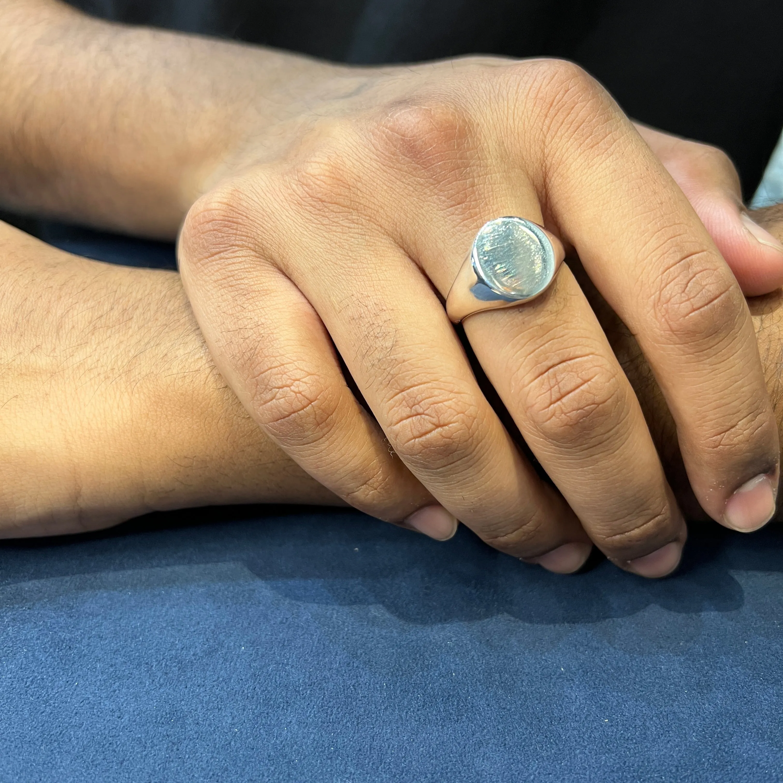 Sterling Silver Mens Closed Back Oval Signet Ring
