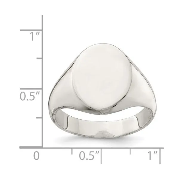 Sterling Silver Mens Closed Back Oval Signet Ring
