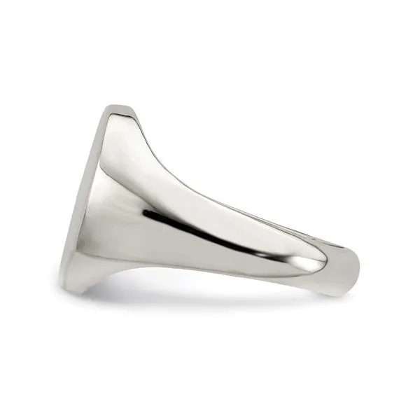 Sterling Silver Mens Closed Back Oval Signet Ring