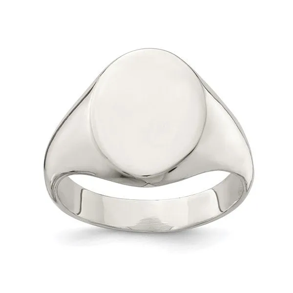 Sterling Silver Mens Closed Back Oval Signet Ring