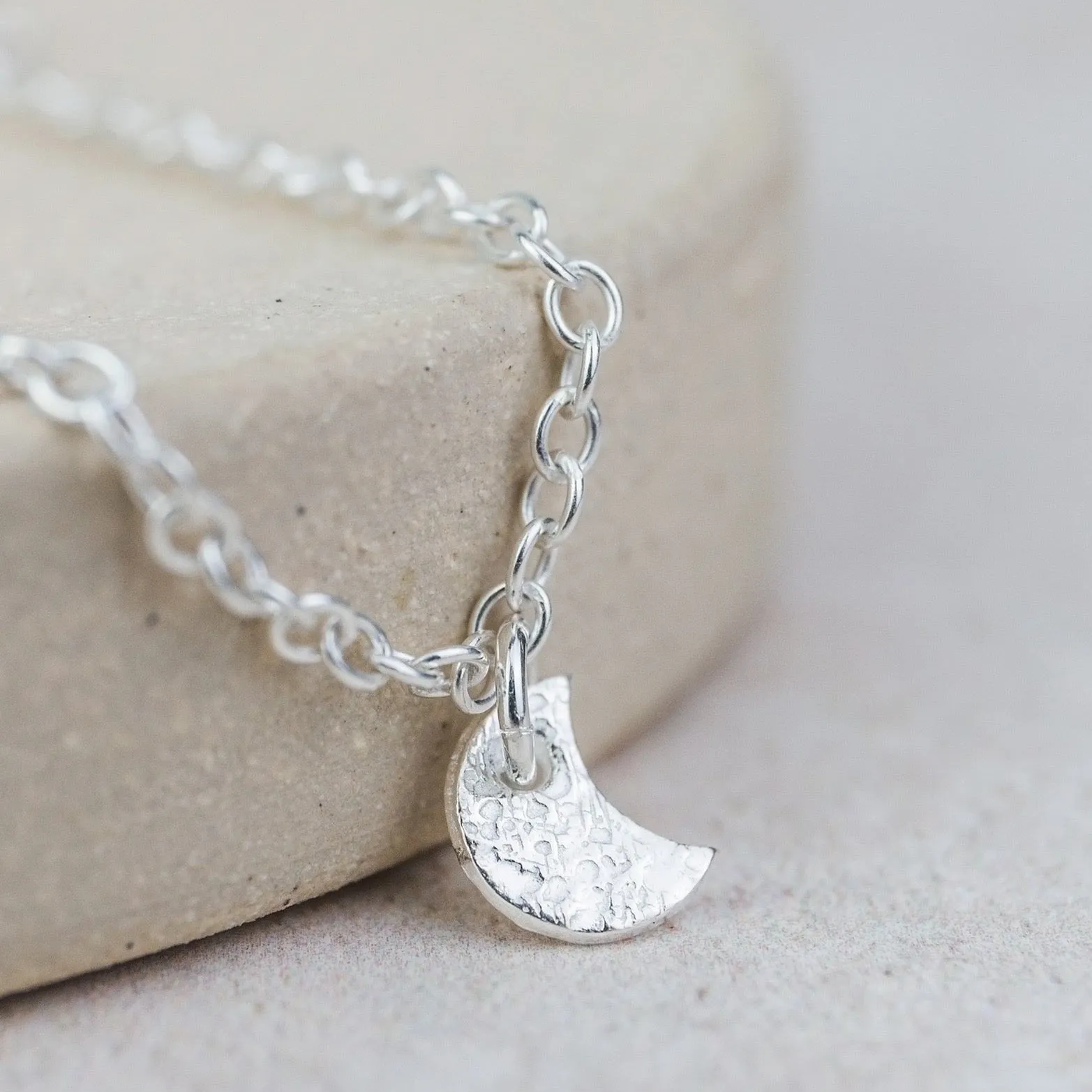 Sterling Silver Moon and Star Charm Anklet