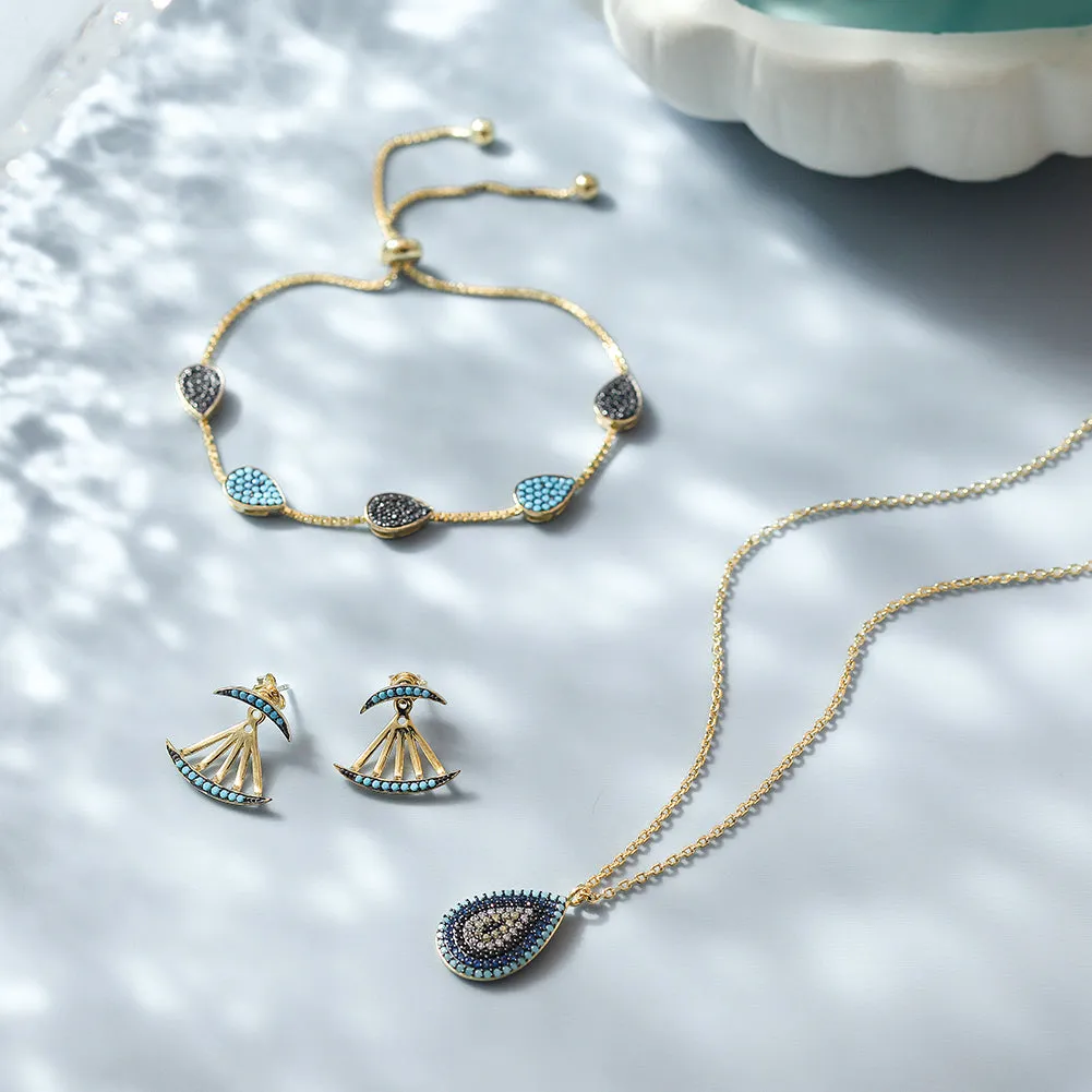 STERLING SILVER OVAL EVIL EYE NECKLACE