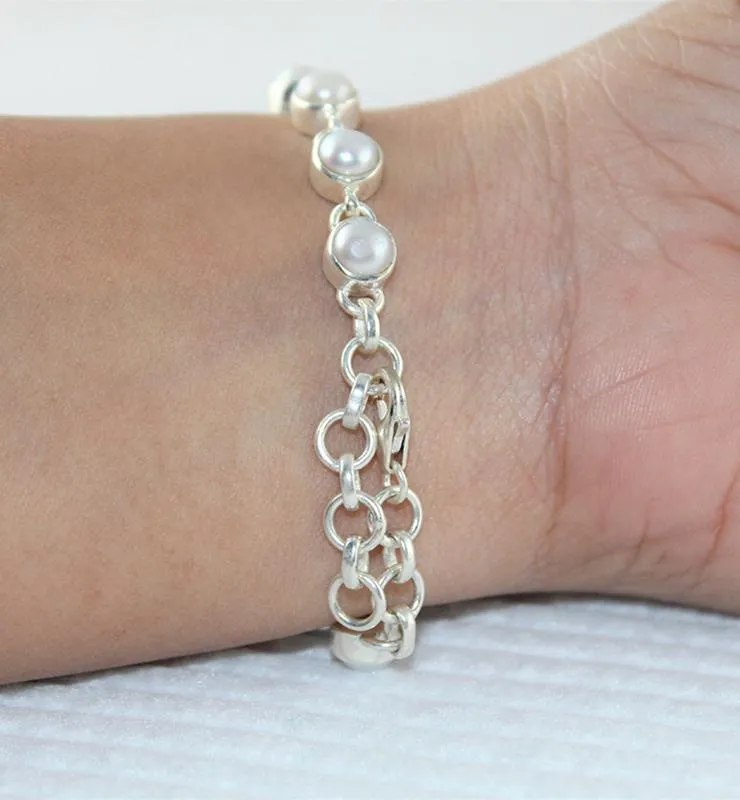 Sterling Silver Pearl Bracelet
