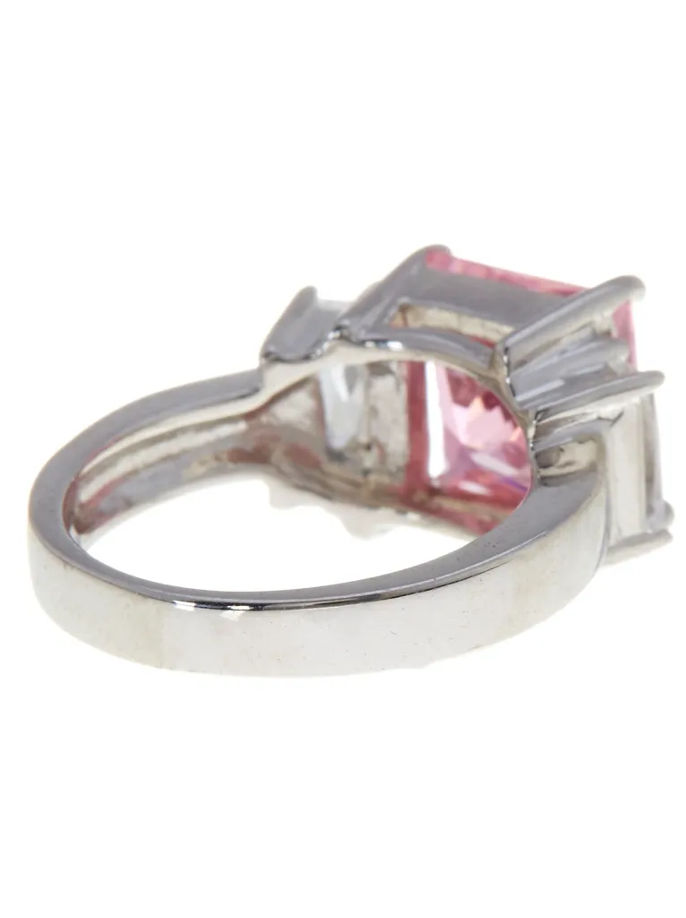Sterling Silver Pink CZ Cocktail Ring