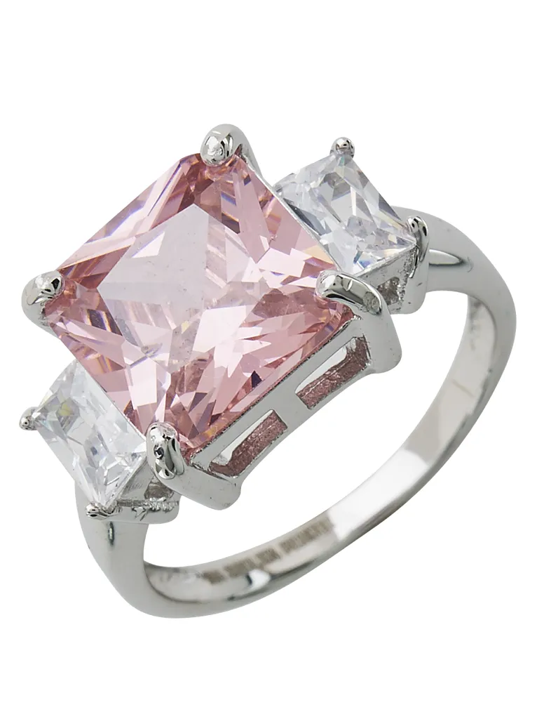 Sterling Silver Pink CZ Cocktail Ring