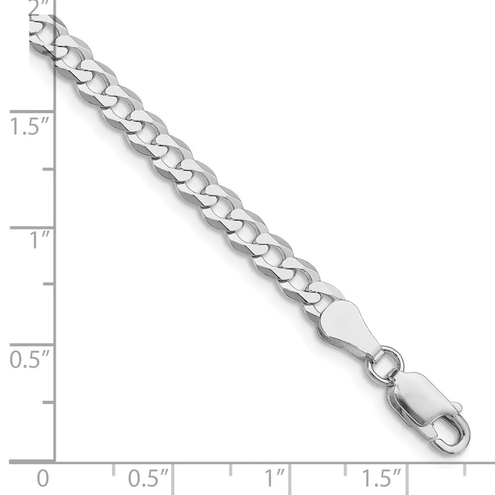 Sterling Silver Rhodium-plated 4.5mm Flat Curb Chain