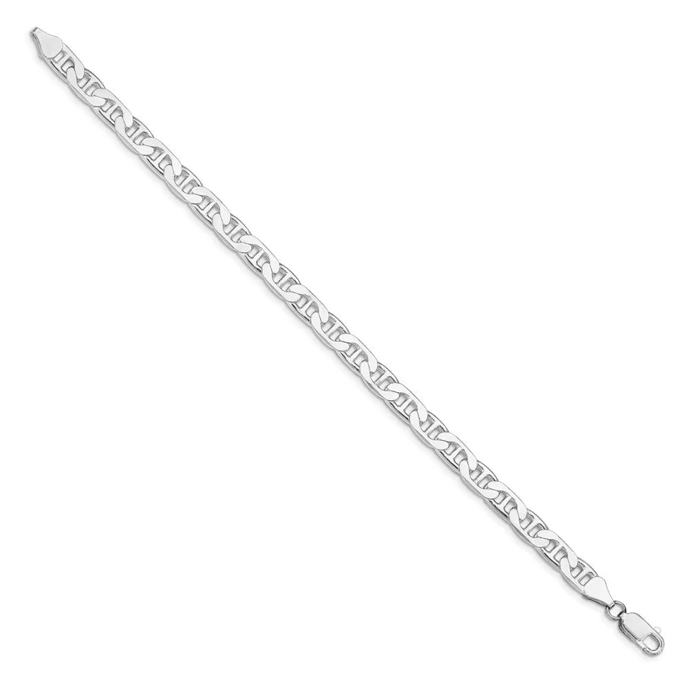 Sterling Silver Rhodium-plated 6.5mm Flat Anchor Chain
