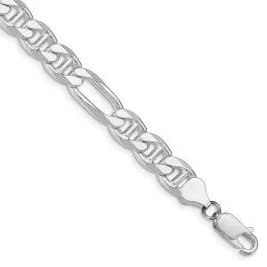 Sterling Silver Rhodium-plated 7.75mm Figaro Anchor Chain