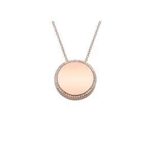 Sterling Silver Rose Gold Plated CZ Circle Necklace