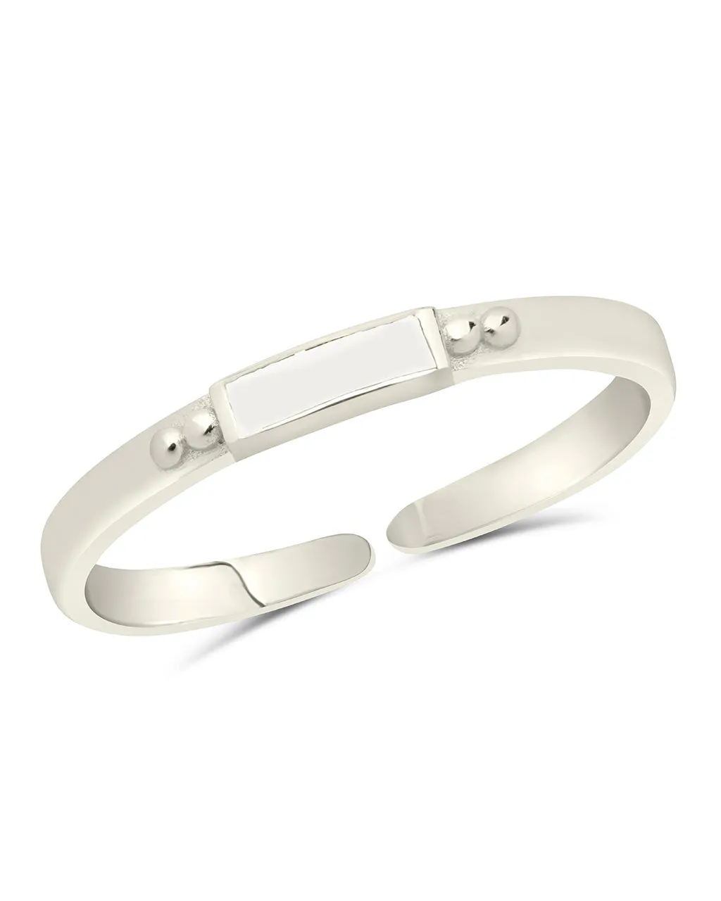 Sterling Silver Thin Enamel Open Signet Ring